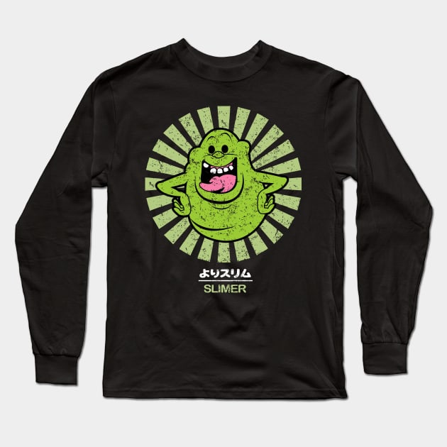 Slimer Retro Japanese Long Sleeve T-Shirt by nataliawinyoto